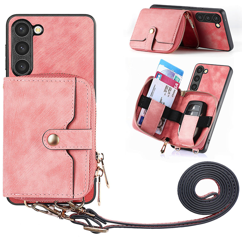 For Samsung Galaxy S23 Zipper Wallet Kickstand Phone Case PU Leather PC TPU Cover with Lanyard For Samsung Galaxy S23 Zipper Wallet Kickstand Phone Case PU Leather PC TPU Cover with Lanyard
